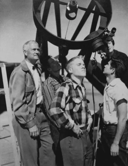 Amos Hoff and students with the 24-inch telescope, 1957
