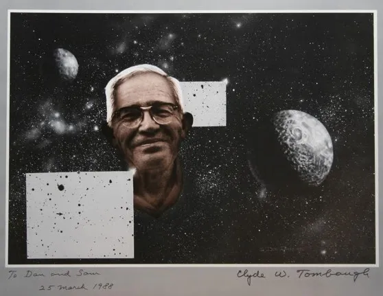Clyde W. Tombaugh's autographed commemorative poster from the March 25, 1988 lecture at Brophy Prep